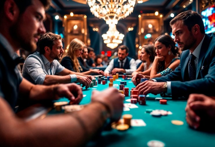 Tampilan tabel dealer langsung dengan sorotan statistik permainan